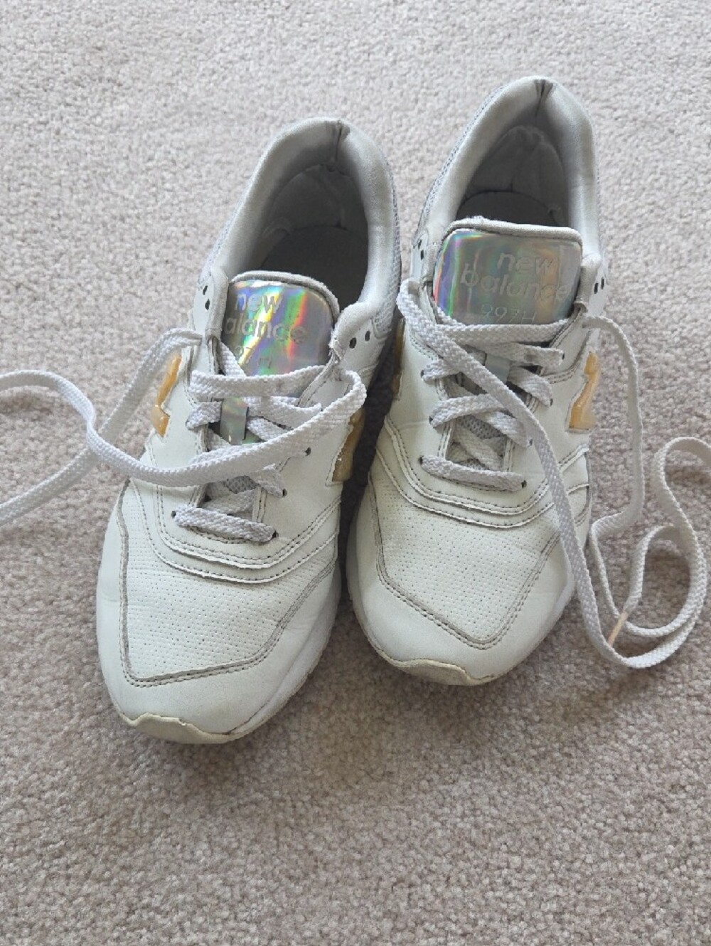New Balance 997 White Leather Sneakers Gel Sparkle 'N' Womens Size 8 - Picture 4 of 8
